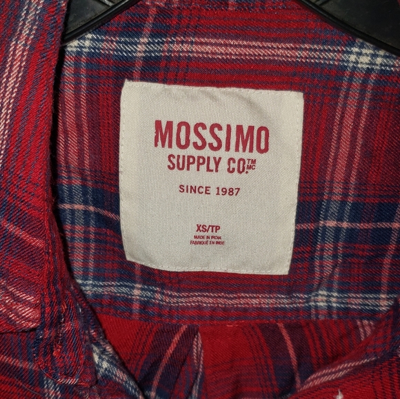 Mossimo Supply Co. Red and Blue Plaid Flannel Shirt - Picture 2 of 8